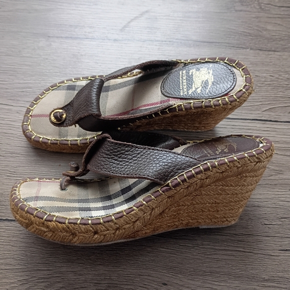 Burberry Shoes - Burberry Brown Wedge Sandals